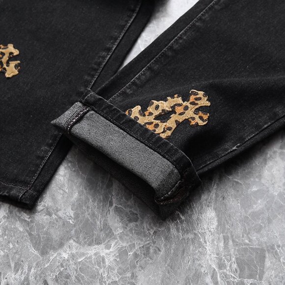 Chrome Heart Leather Patch Jeans - Picture 9 of 10